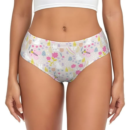 Womens Underwear - Bohemian Rabbit Butterfly Flower No Show Seamless Underwear for Women  Soft Stretch Womens Panties  Hipster Ladies Panties Bikini Underwear Briefs