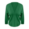 thumbnail image 4 of Mohiass Women's 3/4 Sleeve Cropped Cardigan Sweater Open Front Short Shrugs Cardigans Lightweight Sweaters Dark Green XL, 4 of 6