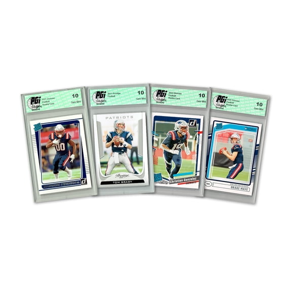 4) New England Patriots PGI 10 Donruss Football 2024 Graded Trading Card Team Set