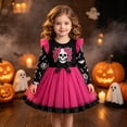 thumbnail image 2 of WERYOUNG Halloween Girls Dresses Skeleton Rose Print Long Sleeve Crew Neck Mesh Dresses For Girls Festival Party Soft Sundress 12-18 Months, 2 of 4