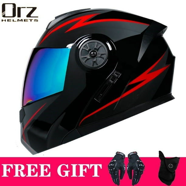 Último casco de motocicleta con tapa Modular de seguridad aprobado por DOT Voyage Racing casco de doble lente visera Interior Tan Jianjun unisex