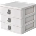 thumbnail image 1 of Cajones organizadores de cosméticos, caja de cajones de maquillaje, escritorio con 3 cajones, caja de almacenamiento de cosméticos con asa de conejo para baño, dormitorio, lápices labiales, esmaltes, 1 of 5