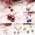 thumbnail image 1 of Pendientes Farfi en forma de U con doble cara de perlas de imitación chapadas en oro, joyería colgante para mujer, color burdeos, 1 of 5