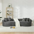 thumbnail image 3 of 113" Soft Chenille Loveseat Sofa Bed, Multifunctional Convertible Sofa Bed with No Assembly, Convertible Chaise Lounge Indoor with Concealed Zipper for Living Areas, Dark Gray, 3 of 9