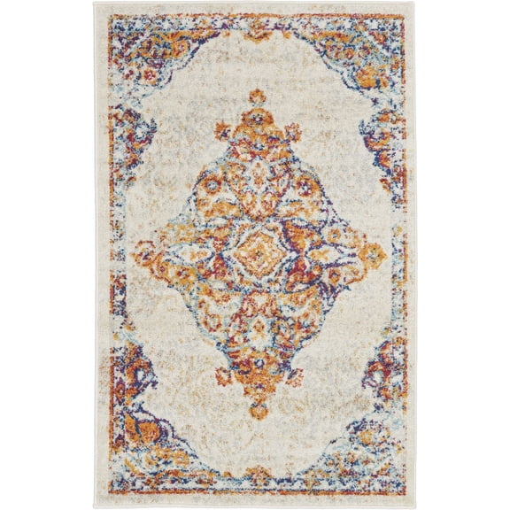 Nourison Persian Vintage PRV02 Ivory/Orange/Blue Indoor Area Rug - 3'3X5'3