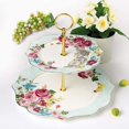 thumbnail image 3 of Soporte elegante para tartas de porcelana con flores, soporte para cupcakes, bandeja para servir pastelería, soporte de torre para cupcakes escalonados, soporte de postre, 3 of 7