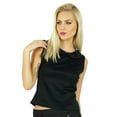 thumbnail image 3 of Bimba Women Black Crop Top Beaded Collar Stretch Chik Blouse, 3 of 6