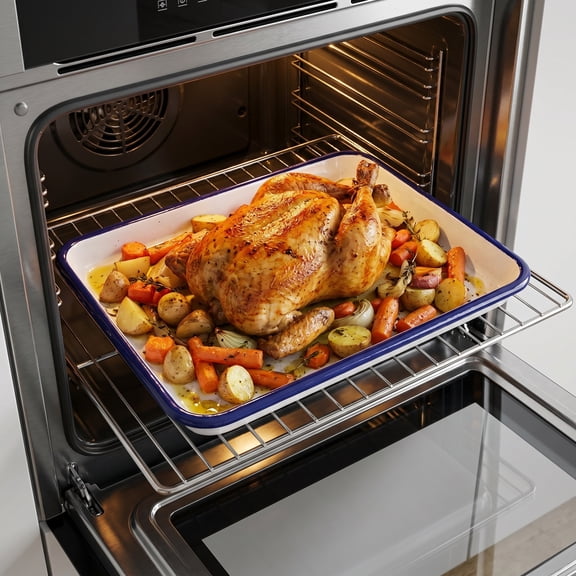 HONMEET White Enamel Non-Stick Baking Trays for Bread, Fruits, Oven Use, Home Bakeware Set