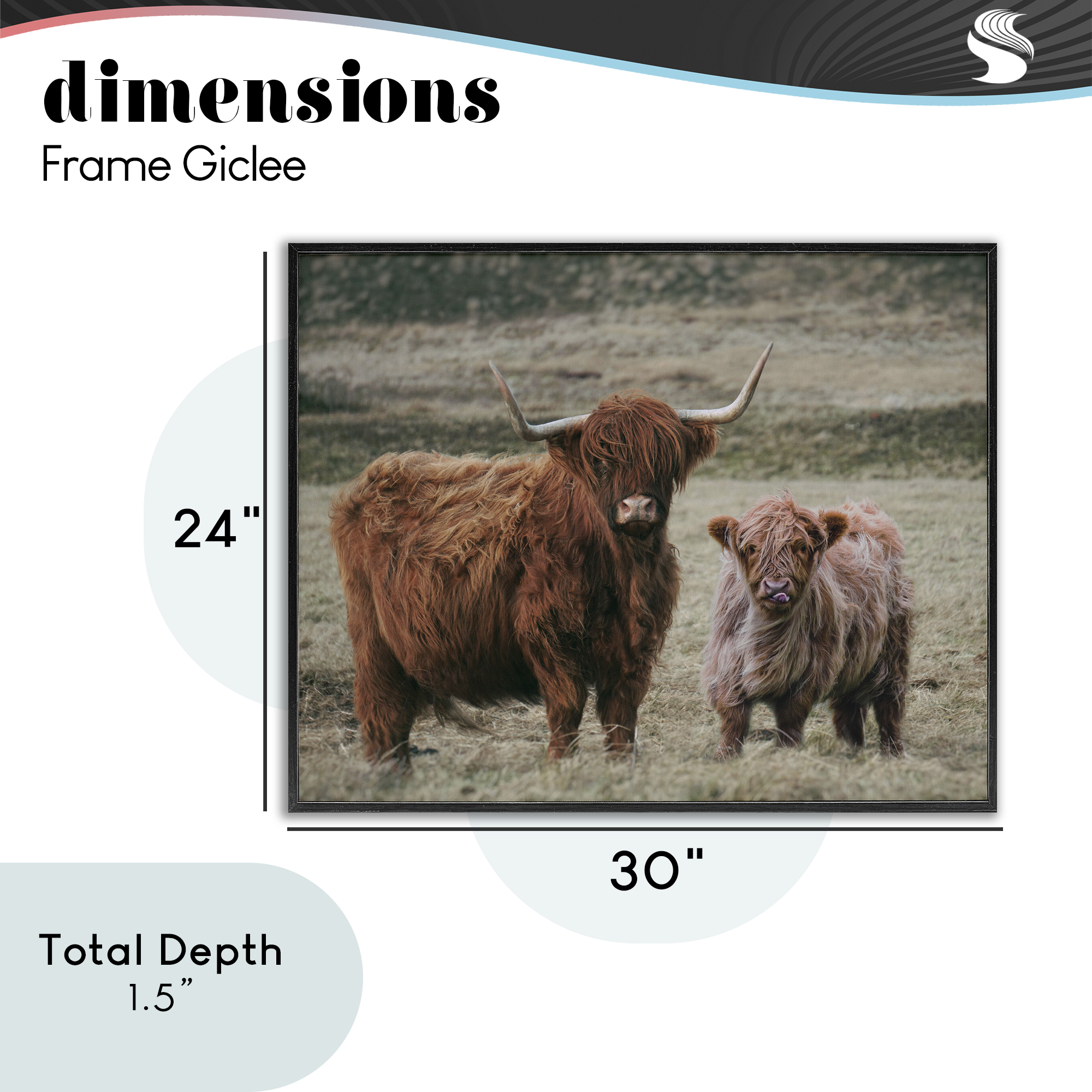 Mom & Baby Cow Black Framed Giclee Art, design by Lettered and Lined