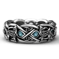 thumbnail image 4 of Trayknick Ring Silver Plated Faux Topaz Inlaid Wolf Design Luxury Men Ring for Party, 4 of 10