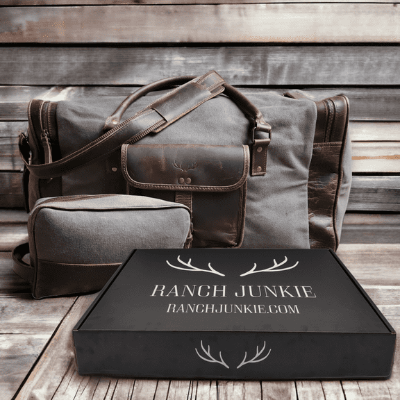 Bundle Deal Canvas/Leather Drifter Weekender Duffel Bag Toiletry Bag