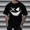 thumbnail image 1 of Blusas y camisas de manga corta con cuello redondo para hombre, blusas casuales de verano a la moda con cuello redondo y estampado para hombre., 1 of 4
