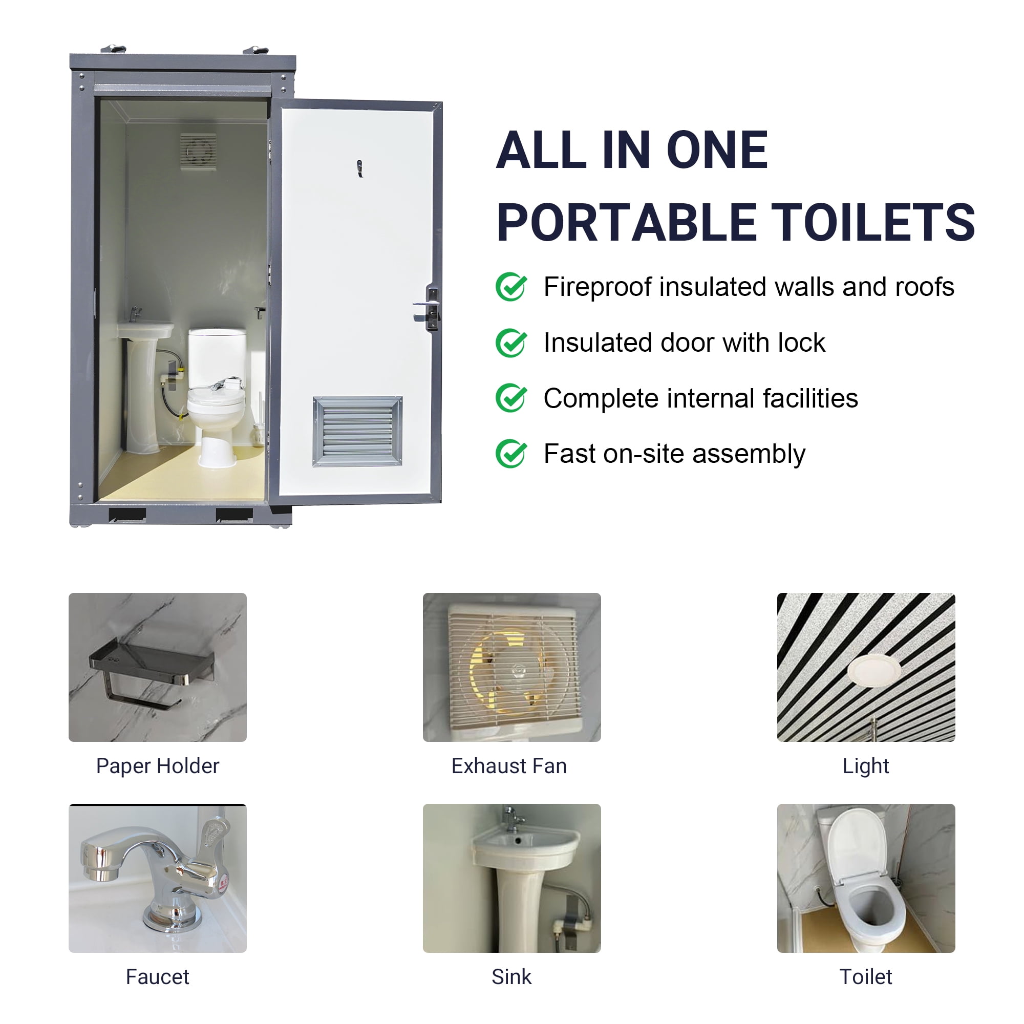 Portable Restroom with Sink – Ideal for Construction Sites, Events, Festivals, Camping & Outdoor Use