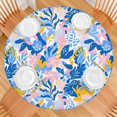 thumbnail image 2 of Multicolor Cartoon Floral and Leaf Pattern Round Fitted Tablecloth with Elastic Edge,Dining Table Cover Waterproof,Outdoor Round Tablecloth for Camping,Dining,Indoor and Outdoor, 2 of 7