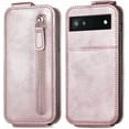 thumbnail image 3 of Zipper Wallet Case for Google Pixel 6A with Card Holder Slot, PU Leather Adjustable Kickstand Flip Handbag Phone Cover for Google Pixel 6A SDLL Rose Gold, 3 of 14