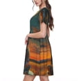 thumbnail image 2 of Disketp Sunset Prairie Meditating Horse para Vestido de Manga Corta para Mujeres, Vestidos de Verano para Mujeres, Casual y Holgado para la Playa, 2 of 6