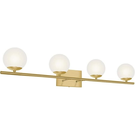 

ZXNYH New Bathroom Vanity Light 3 Lights Fixtures Brushed Brass Milk White Globe Glass Shade Modern Wall Bar Sconce Over Mirror (Exclude G9 Bulb)