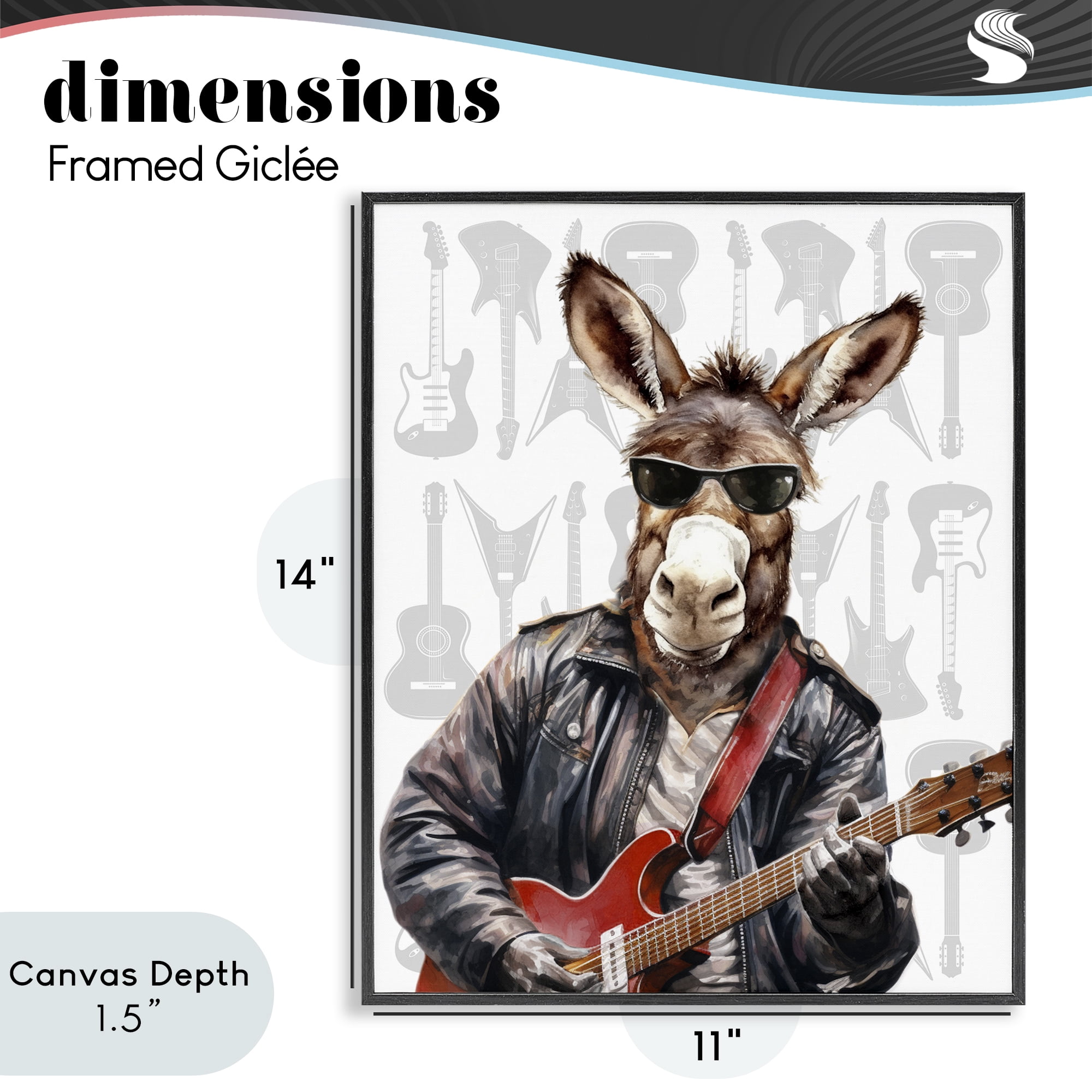 Stupell Industries Performing Musician Donkey Black Framed Giclee Art, design by CAD Designs