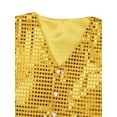 thumbnail image 6 of TiaoBug Boy Girl Glittery Sequined Vest Jazz Hip-hop Dance Costume Jacket Waistcoat Top Gold 7-8, 6 of 7