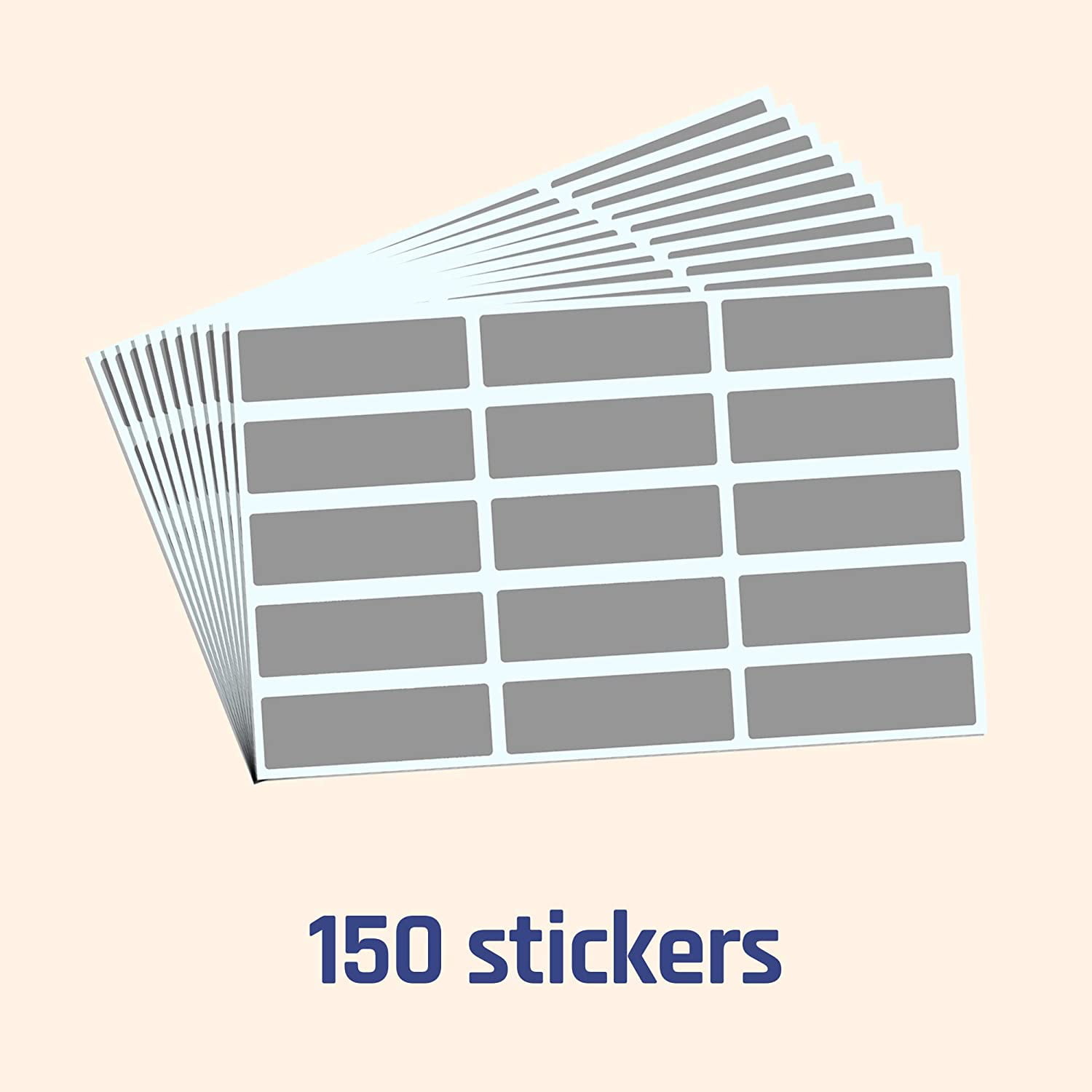 150 Pack, Scratch Off Stickers Labels - Rectangle, Gray, 1.9 x 0.6