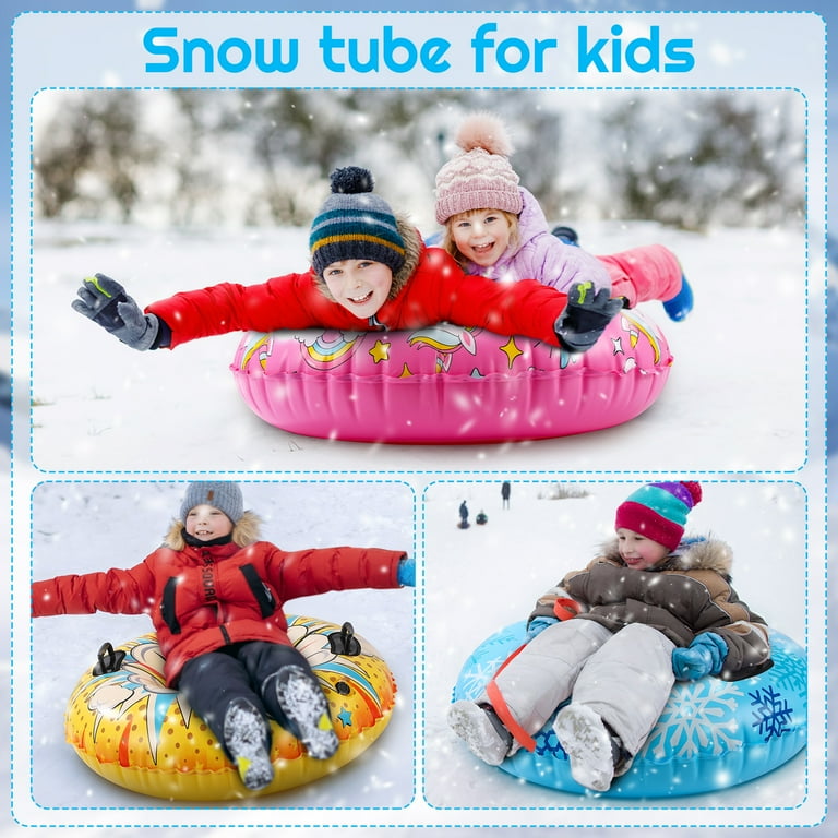Snow Tube,36 Inch Cold-Resistant PVC Inflatable Snow Sled For Kids And Adults, Thickened Heavy Duty Hard Bottom Sleds Snow With Handles, Winter Toys Outdoor Sleddin
