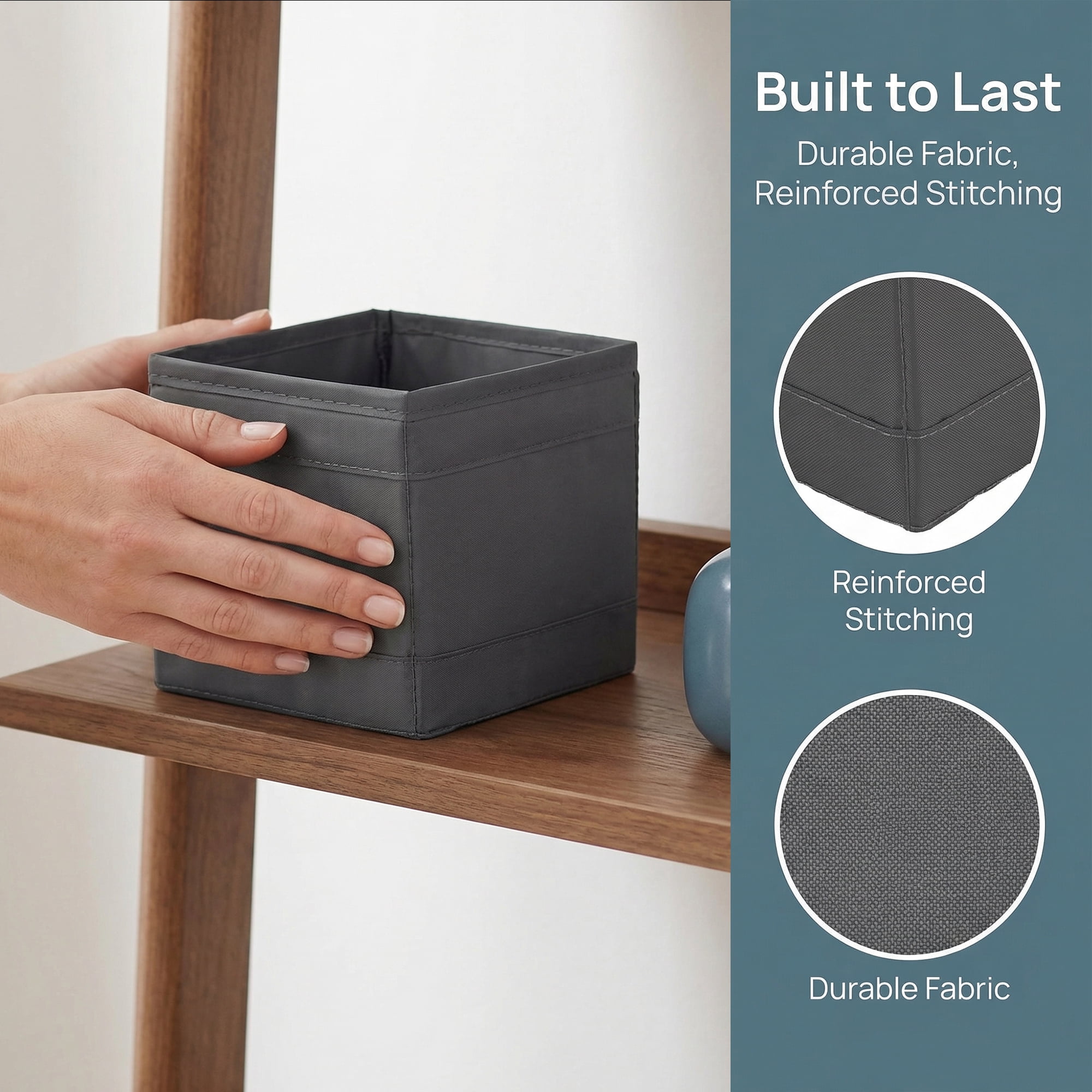 Unique Bargains 1pc Fabric Storage Bin for Shelves Closet Grey 5.5*5.5*5.1in