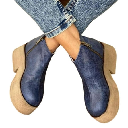 

Women s Platform Boots with Side Zipper Fashionable Vintage Ankle Boots with Side Zipper Fashionable Vintage Ankle Boots for Winter Autumn Women s Platform Boots 40 Blue