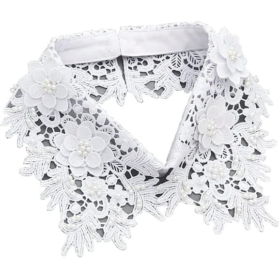 CAILDANL Pearl Half Shirt Blouse Dickey Collar Fake Collar Embroidery Shirt Detachable Collar for Women Girls