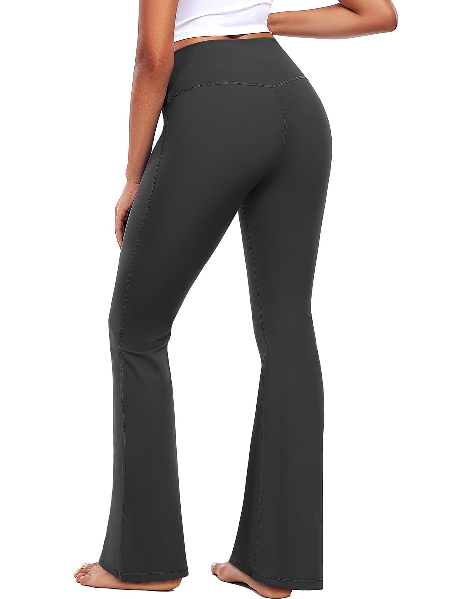 NELEUS ButterSoftFlex Womens Plus Size Flare Leggings Athletic Yoga Workout Pants Bootcut High Waist with Waistband Pocket,Gray,US Size 2XL