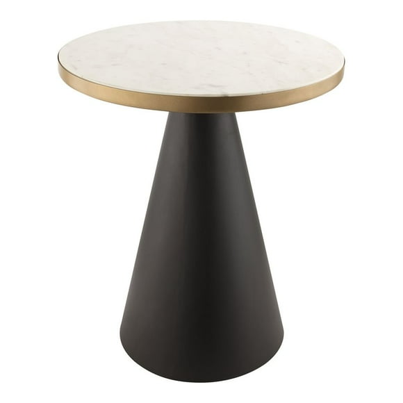 TOV Furniture Richard 18.5"H Transitional Marble Side Table in White/Black