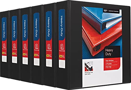 HITOUCH BUSINESS SERVICES Heavy Duty 2' 3-Ring View Binders Black 6/Pack 56233CT/24684CT