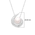 thumbnail image 5 of 925 Sterling Silver Round Shape Pearl Pendant Necklace with Cubic Zirconia Accents – Elegant Swirl Design Jewelry for Women, 5 of 6