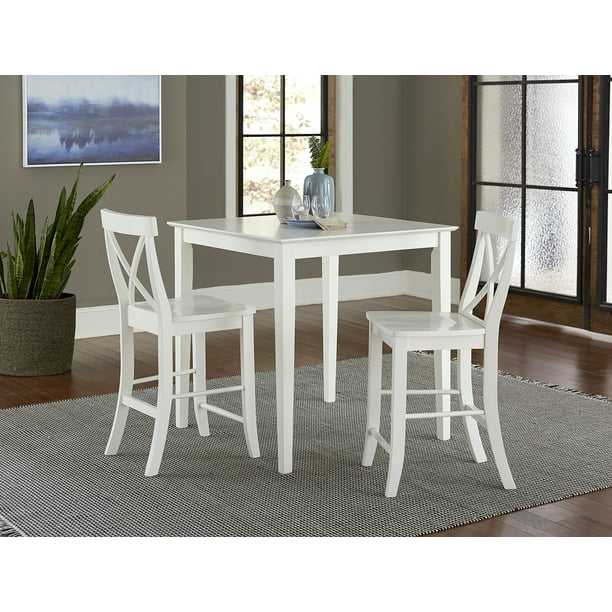 36 Square Counter Height Dining Table With 2 X Back Stools White 3 Piece Set Walmart Com Walmart Com