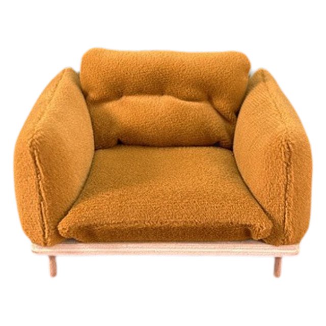 Sillón para casa de muñecas, 10x8x6,5 cm, escala 1:12. Mueble elegante para sala de estar. Naranja