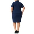 thumbnail image 4 of DARING DIVA Women's Plus Blazer Suit Set Notch Lapel Pencil Skirt Navy Blue 1X, 4 of 6