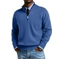 thumbnail image 2 of ASDFVBKG Men's Casual Knitted Pullover Sweater Quarter Zip Long Sleeve Collared Lightweight Knitted Pullover Casual Mens Loose Fashion Soft Fall Winter Solid Top Sweaters Blue M, 2 of 4