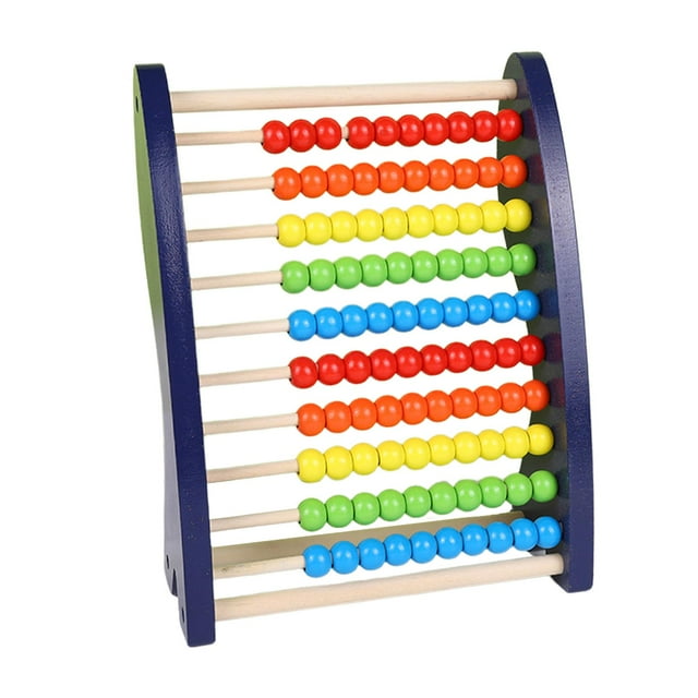 Abaque pour Enfants Cadre en Bois pour Apprentissage des Mathématiques Jeu d'Apprentissage des Mathématiques Bleu