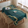 thumbnail image 2 of Teal Gold Wave Marble Pattern Rectangle Tablecloth 60"x84",Waterproof Polyester Rectangle Table Cloth, Wipeable Spillproof Polyester Tablecloth for Dining, Camping, Indoor and Outdoor, 2 of 5
