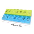 thumbnail image 4 of DQrwqpou Pastillero Portátil para 7 Días Almacenamiento Pastillas 2 Veces Al Día (pequeño Azul Y Verde), 4 of 6