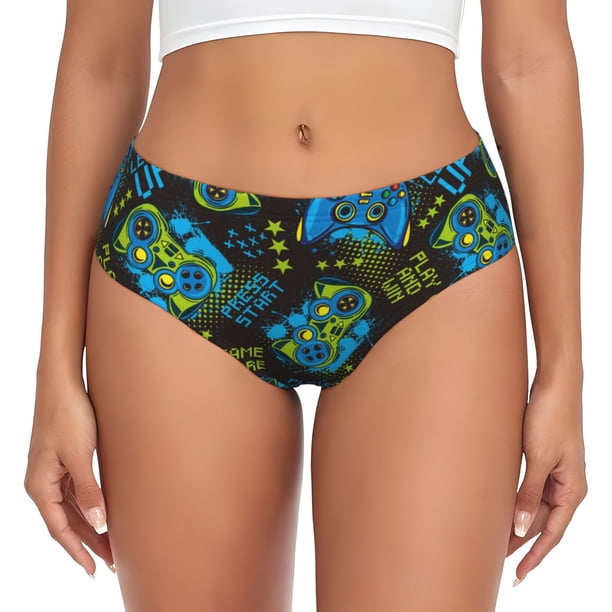 Fotbe Play Game Calzones Estampados para Mujer – Ropa Interior de Algodón, Cómoda, Suave y Elástica-X-Large