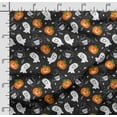 thumbnail image 2 of Soimoi Halloween Printed, Cotton Fleece, Fabric by The Yard Sewing DIY Stretch Fabric 56 Inches Wide, WarmFabric for Hats, Coats, Gloves, Blankets, White & Orange, 2 of 5