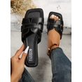 thumbnail image 1 of Snakeskin Embossed Slide Sandals, Black Elegant Snake Print Slides, 1 of 4