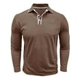 thumbnail image 5 of Dwelliawo Polo Shirts for Men Casual Collar Fashion Golf Dress Pullover Classic Button Basic Long Sleeve Shirts Khaki 2XL, 5 of 5