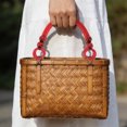 thumbnail image 2 of Unique Bargains 2 Pcs Wooden Beaded Bag Handles Woven Purse Handle Replacement Red, 2 of 5