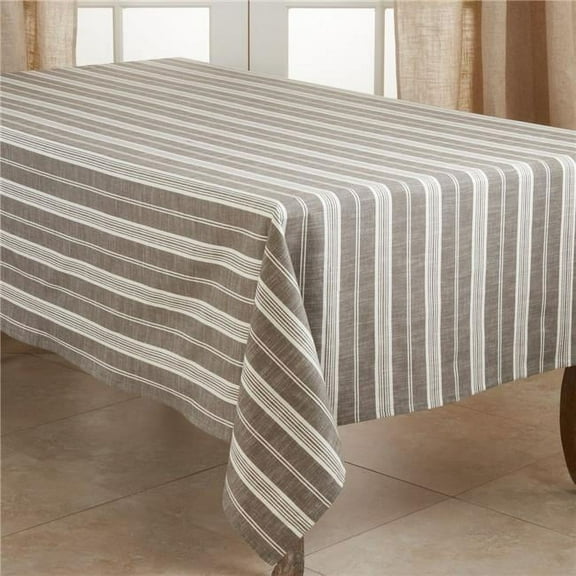 SARO 5618.GY65140B 65 x 140 in. Oblong Cotton Tablecloth with Grey Striped Design