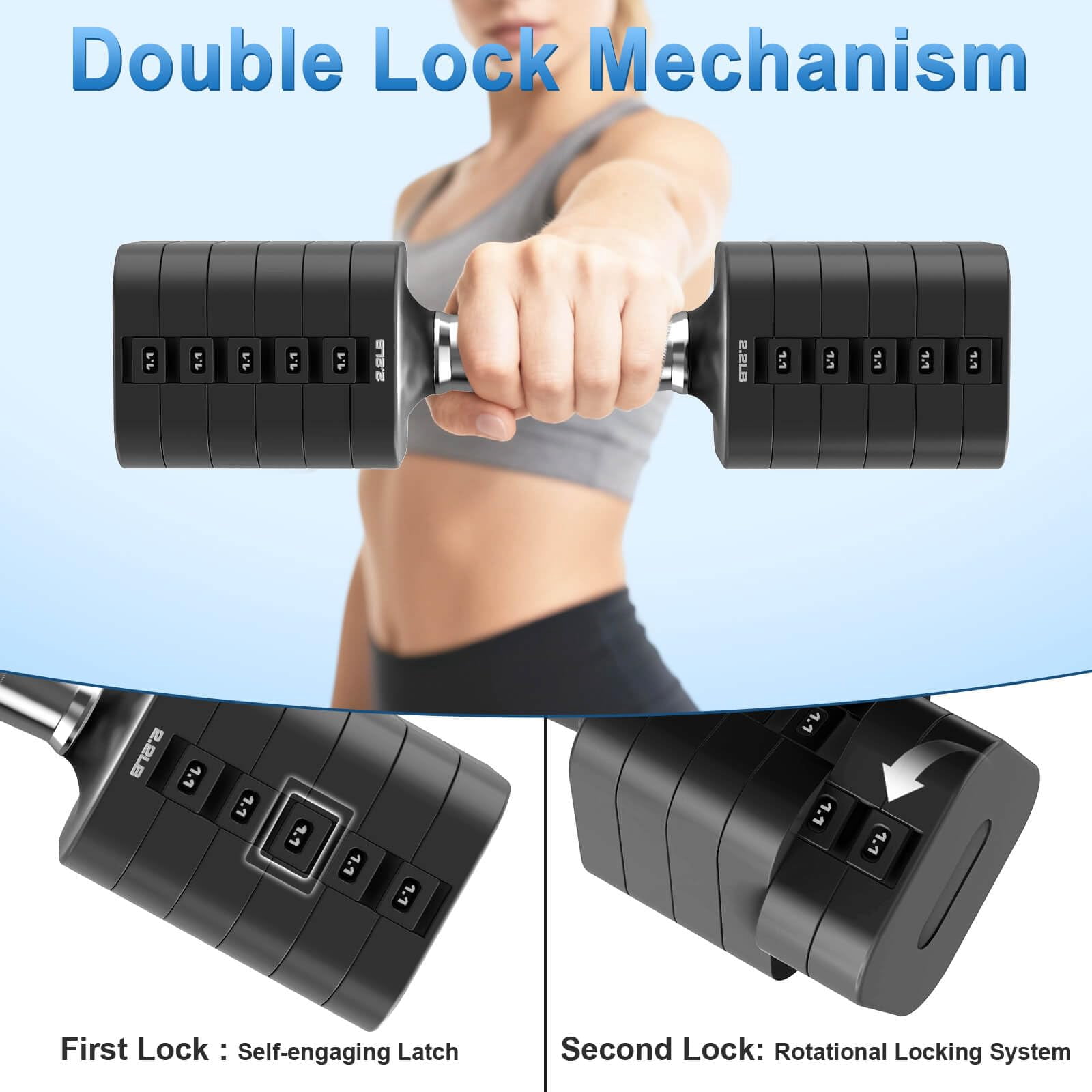 30.8lb Adjustable Dumbbell Set  Each Weight With 6 Levels 4.4/6.6/8.8/11/13.2/15.4lb Hand Weights For Men/women Home Gym Exercise Workout