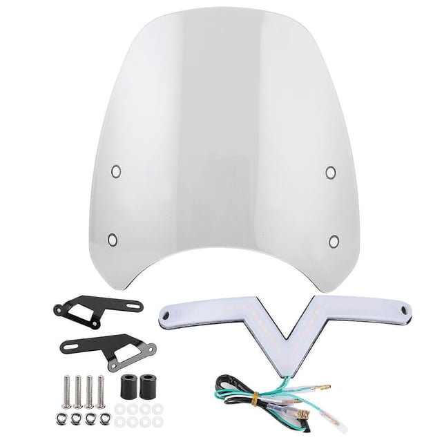 5?7in Windshield Windscreen with LED Turn Signal Light Lamp Universal for MotorcycleGray