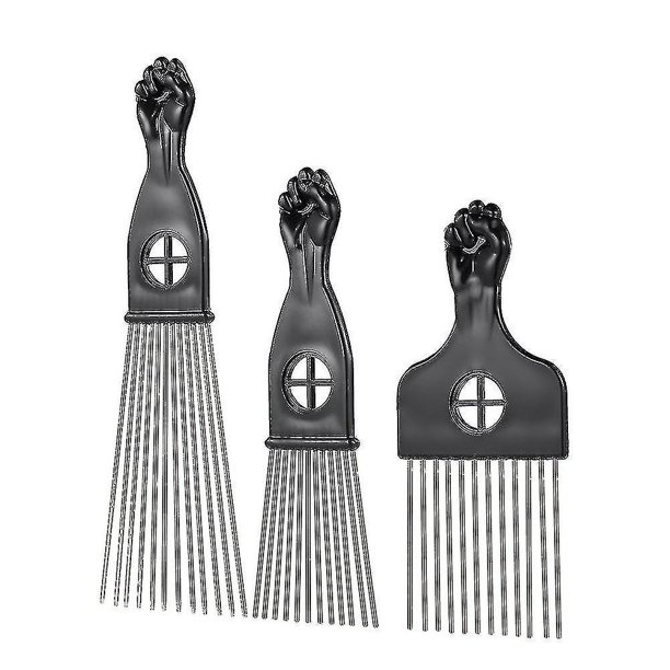 Peine afro LIUXGMXG de Metal 3 Piezas Herramienta Para Peinar El Cabello