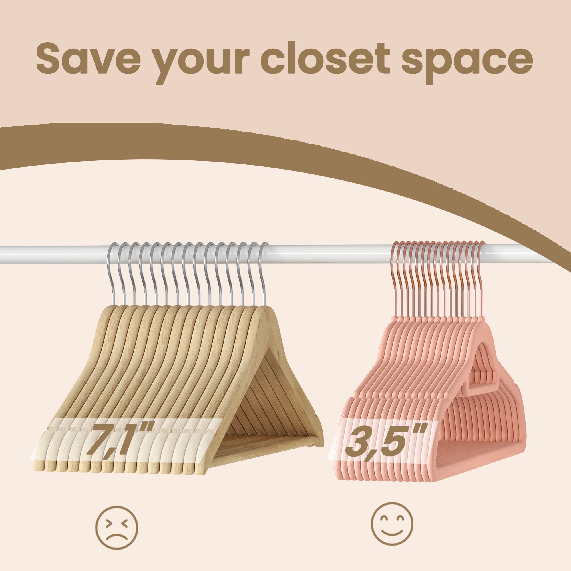 Ledrem 50-pack Coral Pink Velvet Hangers, Space-Saving