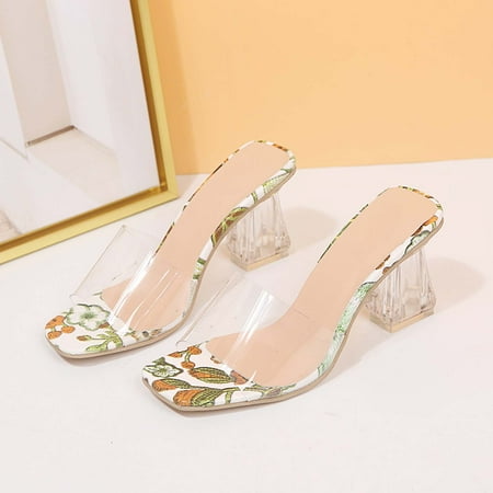 

LnjYIGJ Slippers for Women Crystal High Heel European And American Style Women s Slippers Sunmer Sandals Slippers